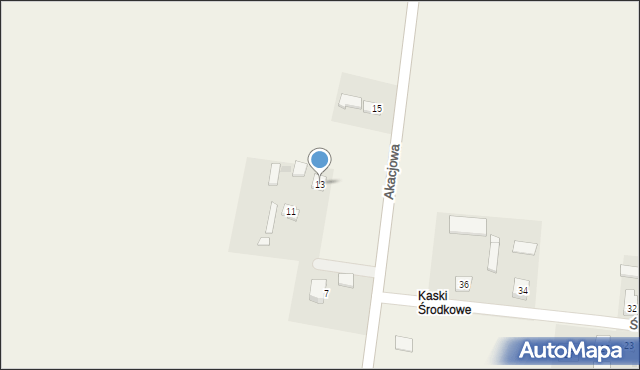 Kaski, Akacjowa, 13, mapa Kaski