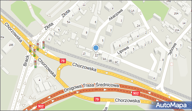 Katowice, Akacjowa, 12, mapa Katowic