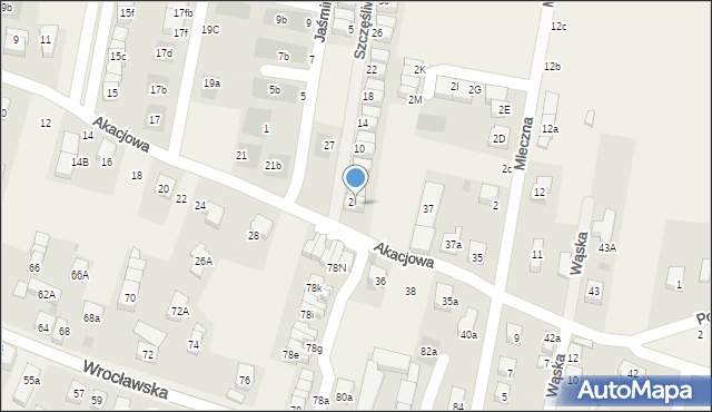 Kiełczów, Akacjowa, 3b, mapa Kiełczów