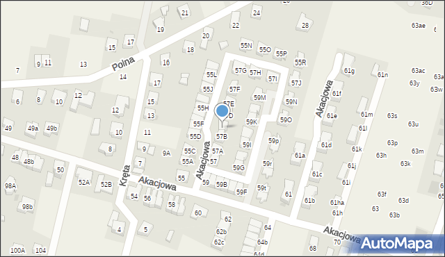 Kiełczów, Akacjowa, 57C, mapa Kiełczów