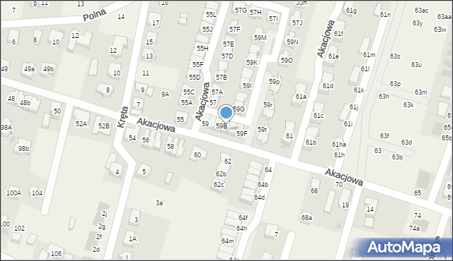 Kiełczów, Akacjowa, 59C, mapa Kiełczów