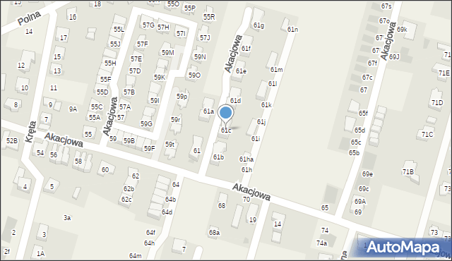 Kiełczów, Akacjowa, 61c, mapa Kiełczów