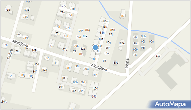 Kiełczów, Akacjowa, 83a, mapa Kiełczów