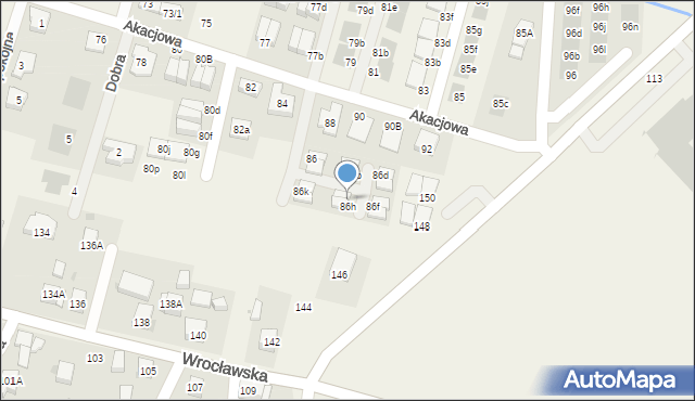 Kiełczów, Akacjowa, 86j, mapa Kiełczów