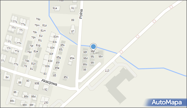 Kiełczów, Akacjowa, 96i, mapa Kiełczów