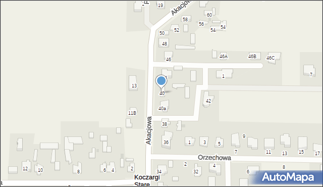 Koczargi Stare, Akacjowa, 40, mapa Koczargi Stare