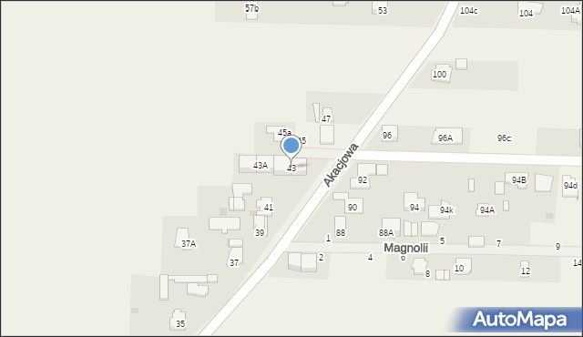 Koczargi Stare, Akacjowa, 43, mapa Koczargi Stare