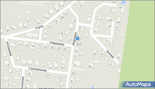 Konin, Akacjowa, 18, mapa Konina