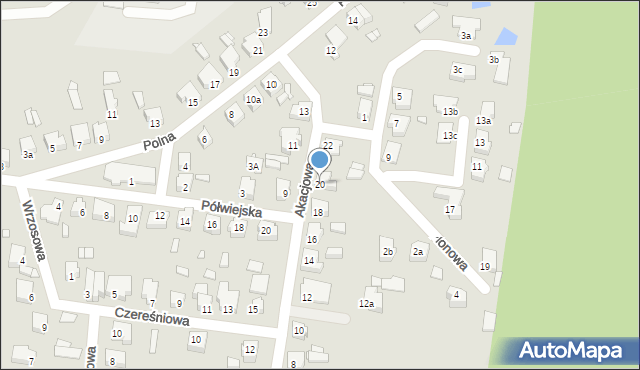 Konin, Akacjowa, 20, mapa Konina