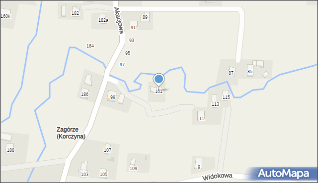 Korczyna, Akacjowa, 101, mapa Korczyna