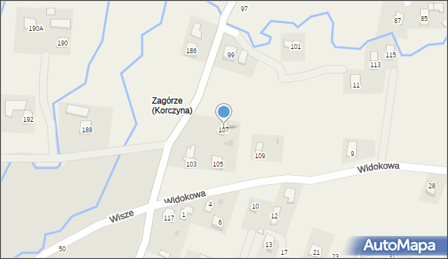 Korczyna, Akacjowa, 107, mapa Korczyna