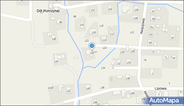 Korczyna, Akacjowa, 122, mapa Korczyna