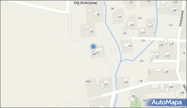 Korczyna, Akacjowa, 144, mapa Korczyna