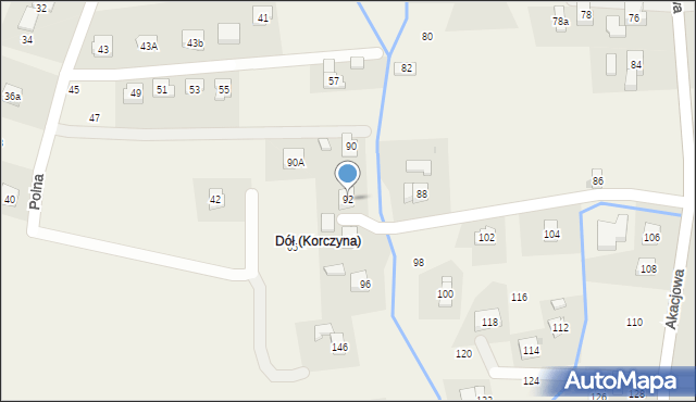 Korczyna, Akacjowa, 92, mapa Korczyna