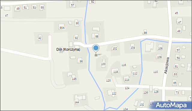 Korczyna, Akacjowa, 98, mapa Korczyna