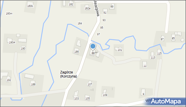 Korczyna, Akacjowa, 99, mapa Korczyna