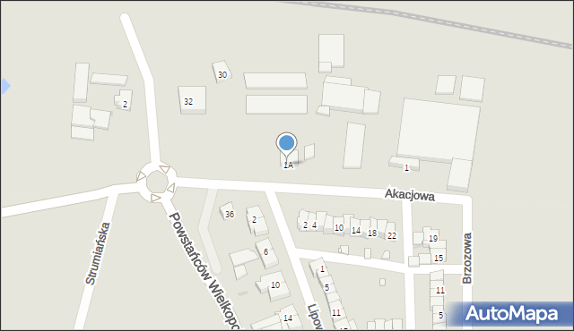 Kostrzyn, Akacjowa, 1A, mapa Kostrzyn