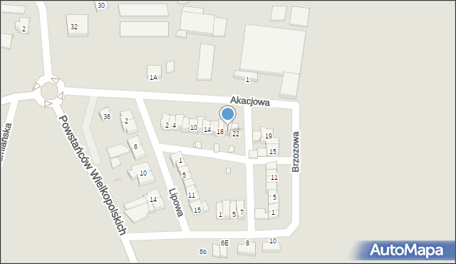 Kostrzyn, Akacjowa, 20, mapa Kostrzyn