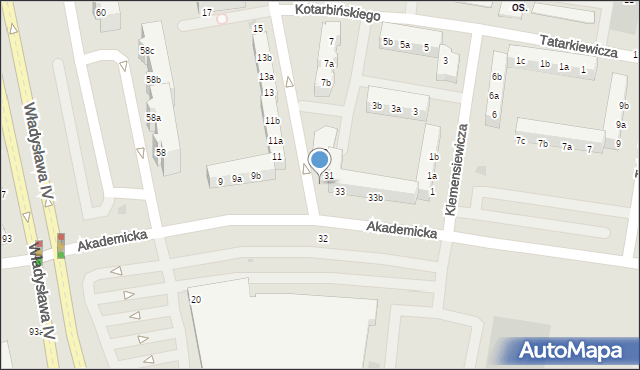 Koszalin, Akademicka, 1, mapa Koszalina