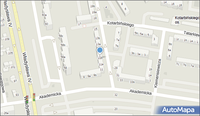 Koszalin, Akademicka, 11b, mapa Koszalina