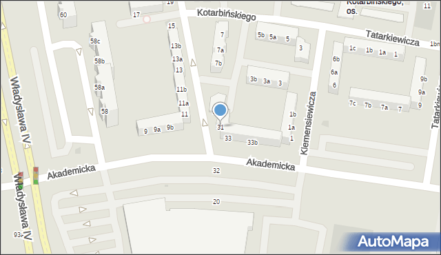 Koszalin, Akademicka, 31, mapa Koszalina