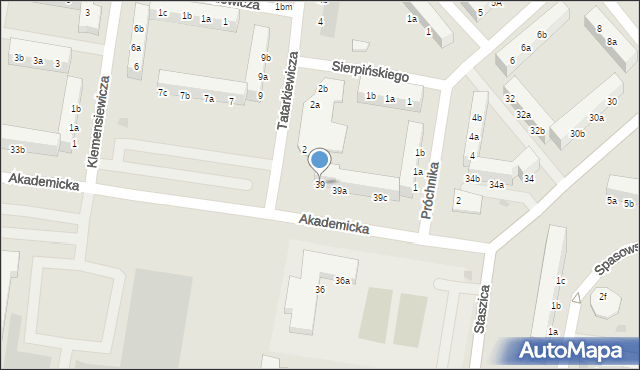 Koszalin, Akademicka, 39, mapa Koszalina