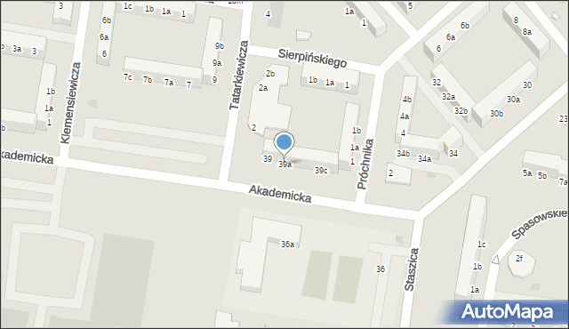 Koszalin, Akademicka, 39a, mapa Koszalina