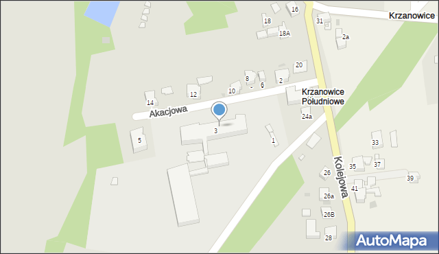 Krzanowice, Akacjowa, 1, mapa Krzanowice