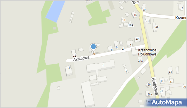 Krzanowice, Akacjowa, 10, mapa Krzanowice