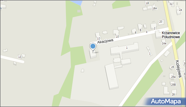 Krzanowice, Akacjowa, 5, mapa Krzanowice