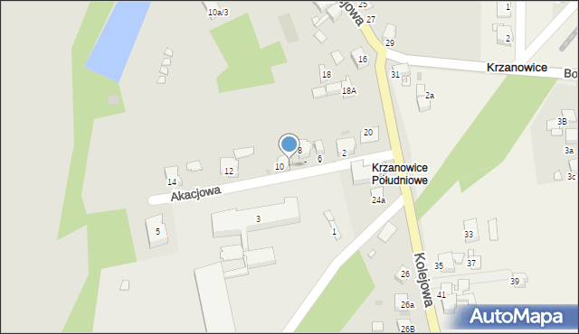 Krzanowice, Akacjowa, 8, mapa Krzanowice