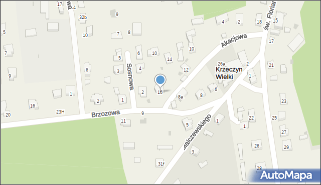 Krzeczyn Wielki, Akacjowa, 16, mapa Krzeczyn Wielki