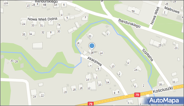 Krzeszowice, Akacjowa, 16, mapa Krzeszowice