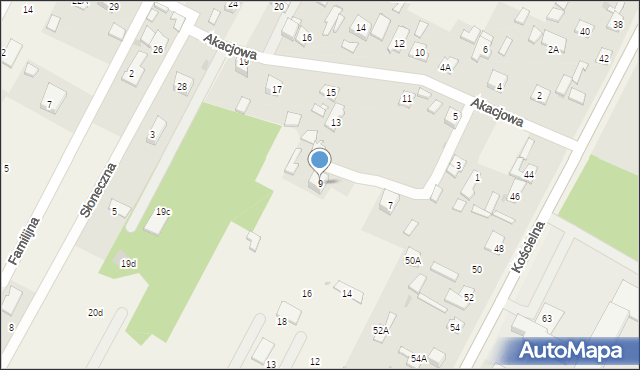 Łajski, Akacjowa, 9, mapa Łajski