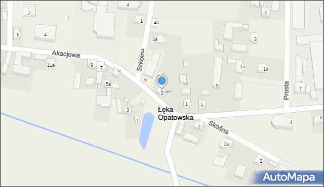 Łęka Opatowska, Akacjowa, 2, mapa Łęka Opatowska