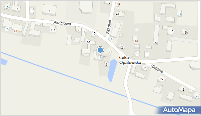 Łęka Opatowska, Akacjowa, 3, mapa Łęka Opatowska