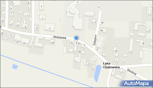 Łęka Opatowska, Akacjowa, 7, mapa Łęka Opatowska