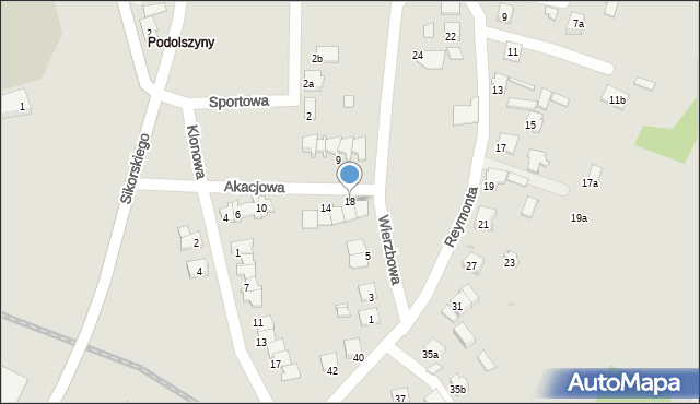 Leżajsk, Akacjowa, 18, mapa Leżajsk