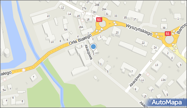 Lidzbark Warmiński, Akacjowa, 1, mapa Lidzbark Warmiński