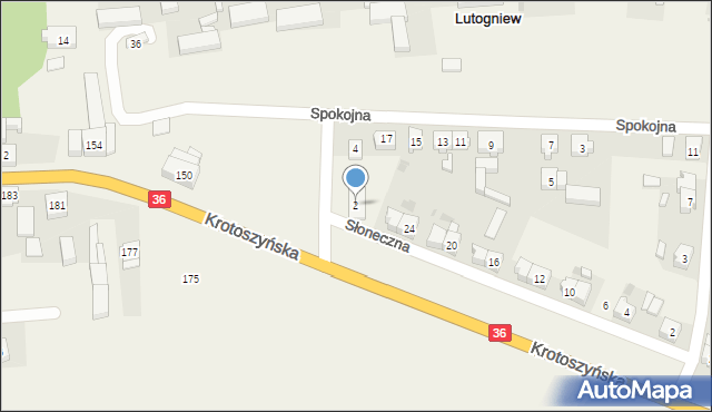 Lutogniew, Akacjowa, 2, mapa Lutogniew