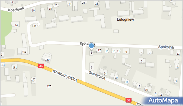 Lutogniew, Akacjowa, 4, mapa Lutogniew