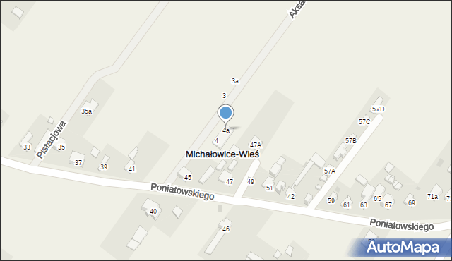Michałowice-Wieś, Aksamitna, 4a, mapa Michałowice-Wieś
