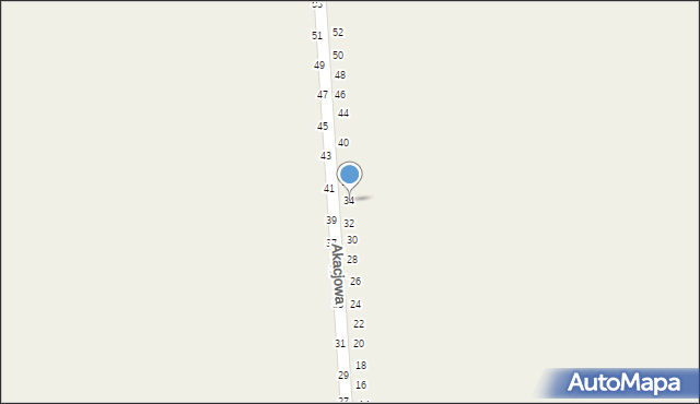 Miedźno, Akacjowa, 34, mapa Miedźno