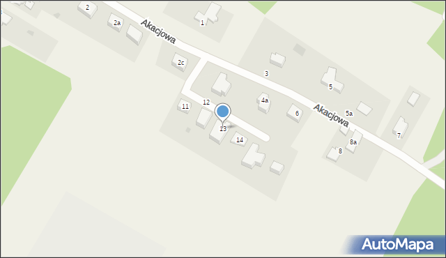 Mikołajki Pomorskie, Akacjowa, 13, mapa Mikołajki Pomorskie