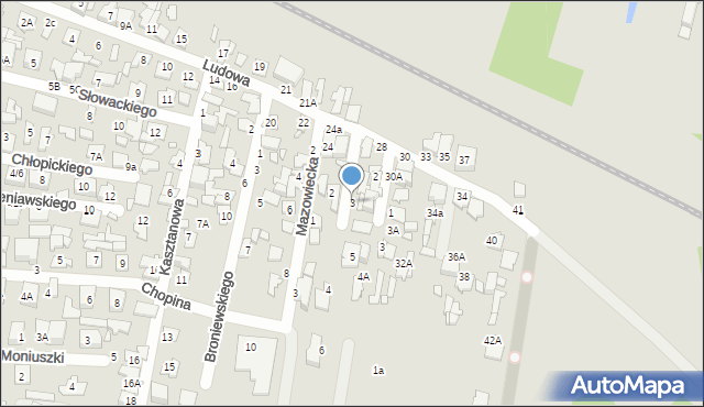 Mińsk Mazowiecki, Akacjowa, 3, mapa Mińsk Mazowiecki