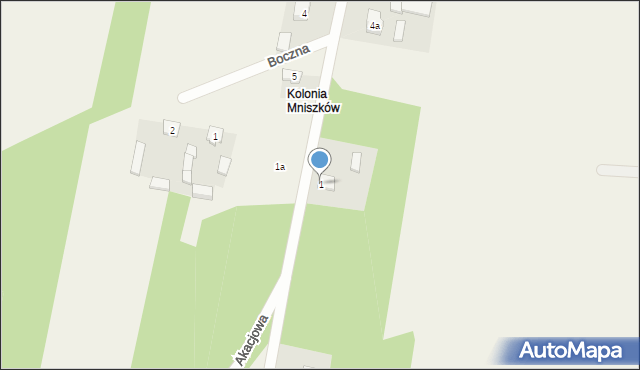 Mniszków, Akacjowa, 1, mapa Mniszków