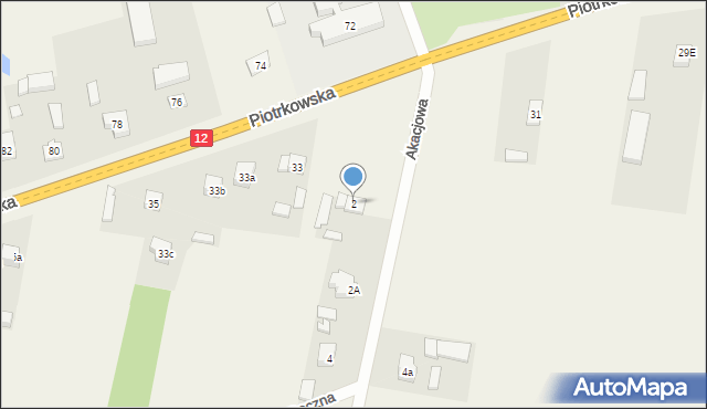 Mniszków, Akacjowa, 2, mapa Mniszków