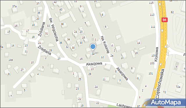 Modlnica, Akacjowa, 14, mapa Modlnica