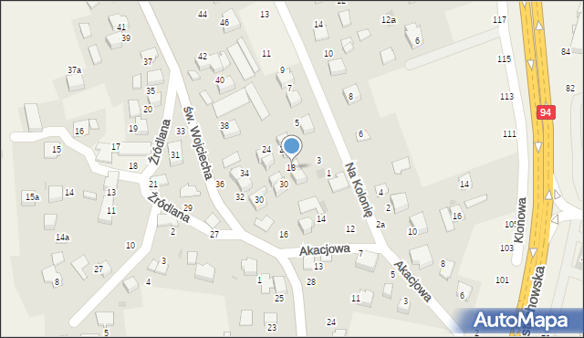 Modlnica, Akacjowa, 18, mapa Modlnica