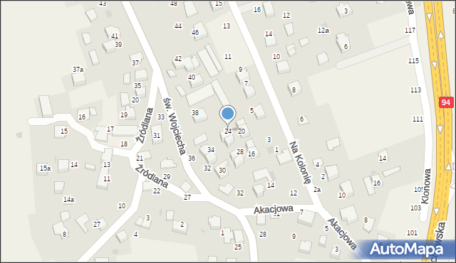 Modlnica, Akacjowa, 24, mapa Modlnica